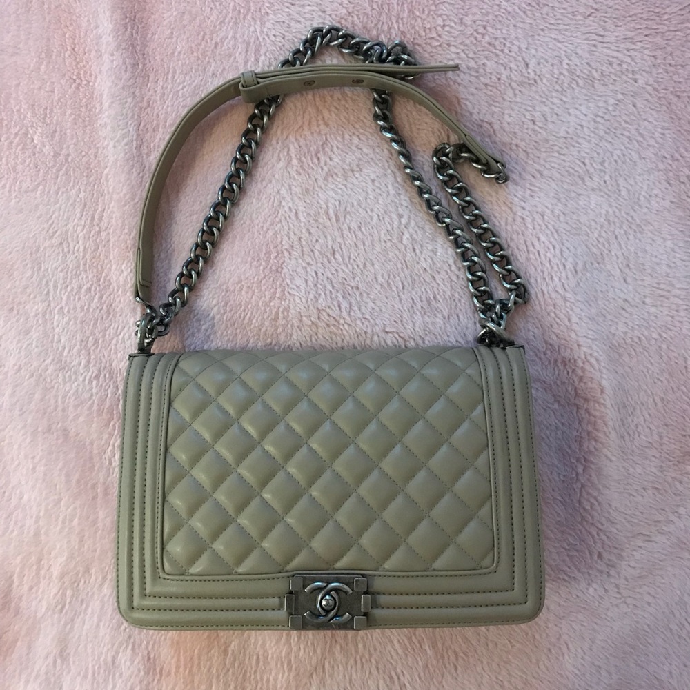 VERY USED Chanel Beige Boy Bag Large